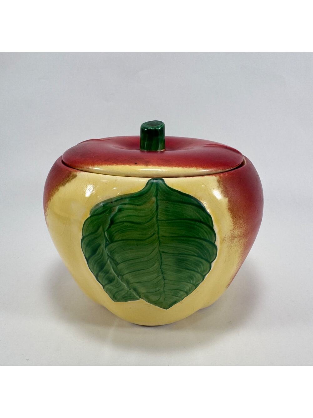 Vintage Hull Pottery Blushing Apple Pottery Canister Grease Jar Keeper Lid